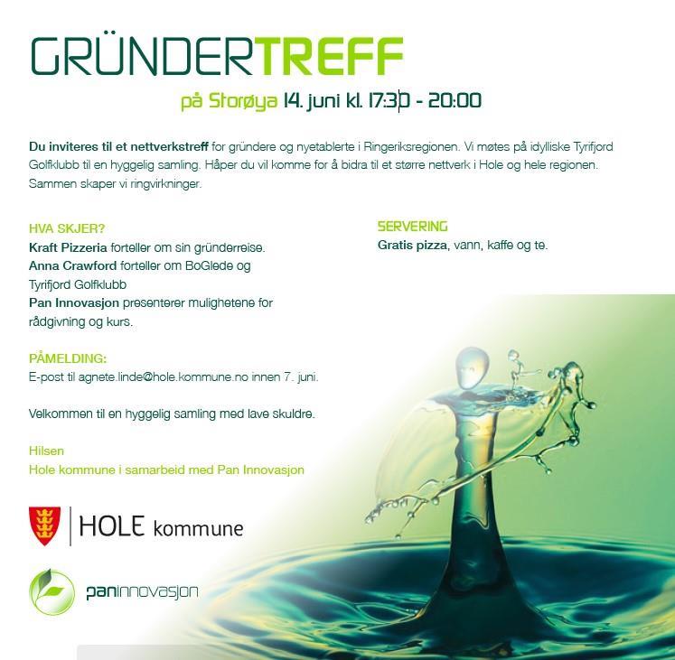 Informasjon om Gründertreff på Storøya med bilde av en vanndråpe som treffer vann - Klikk for stort bilde